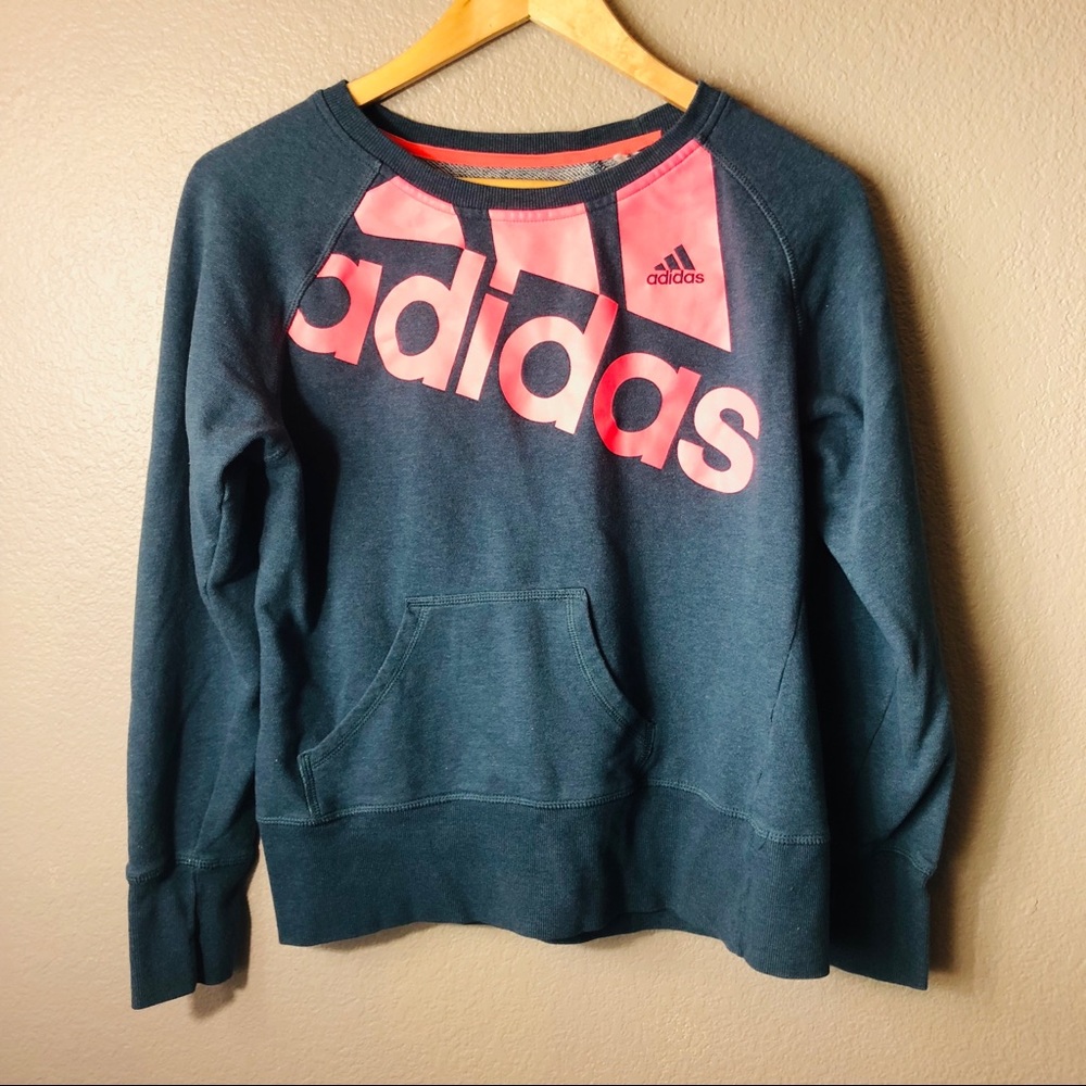 Adidas Logo Pullover Sweater / front pocket / med